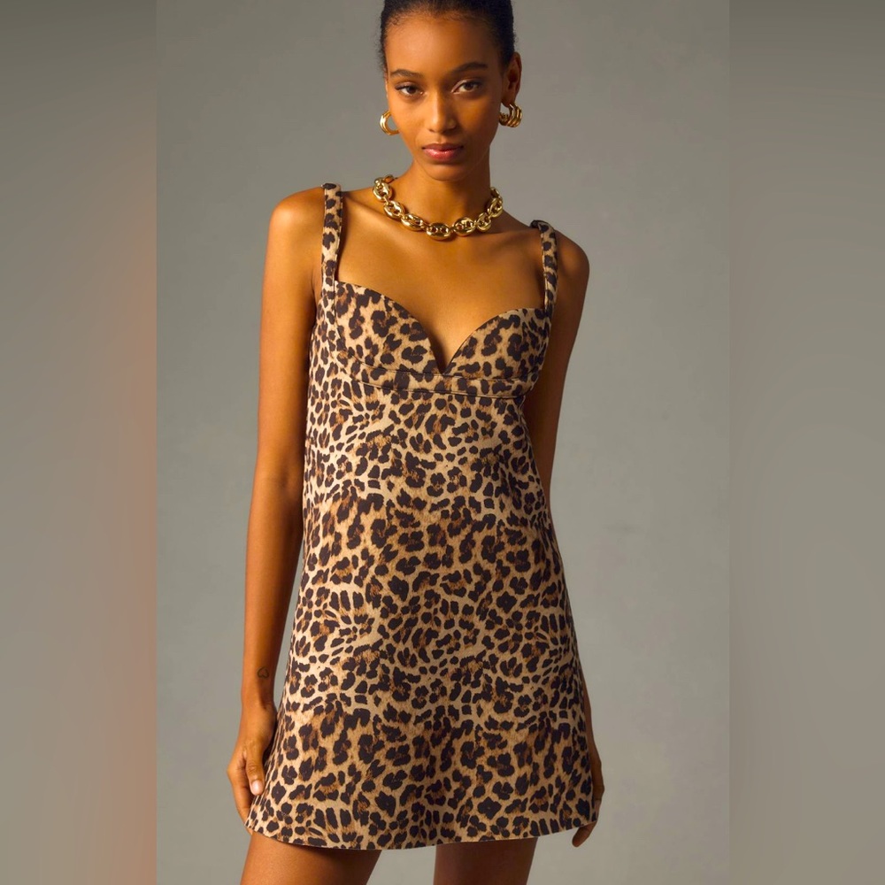NWT Anthropologie Leopard Mini Dress Medium